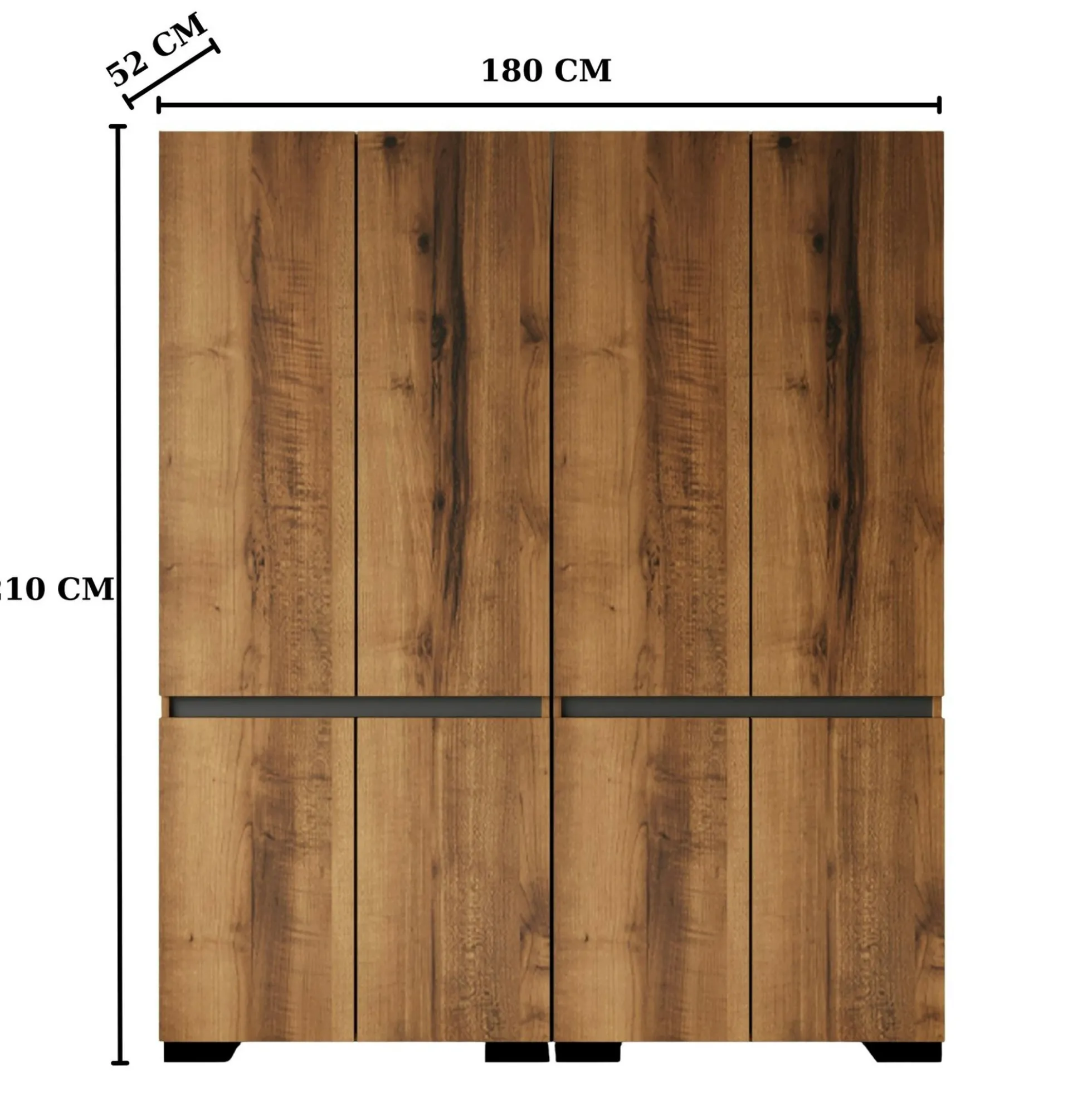 Armoire penderie 8 portes décor noyer et anthracite 180 cm BYRON