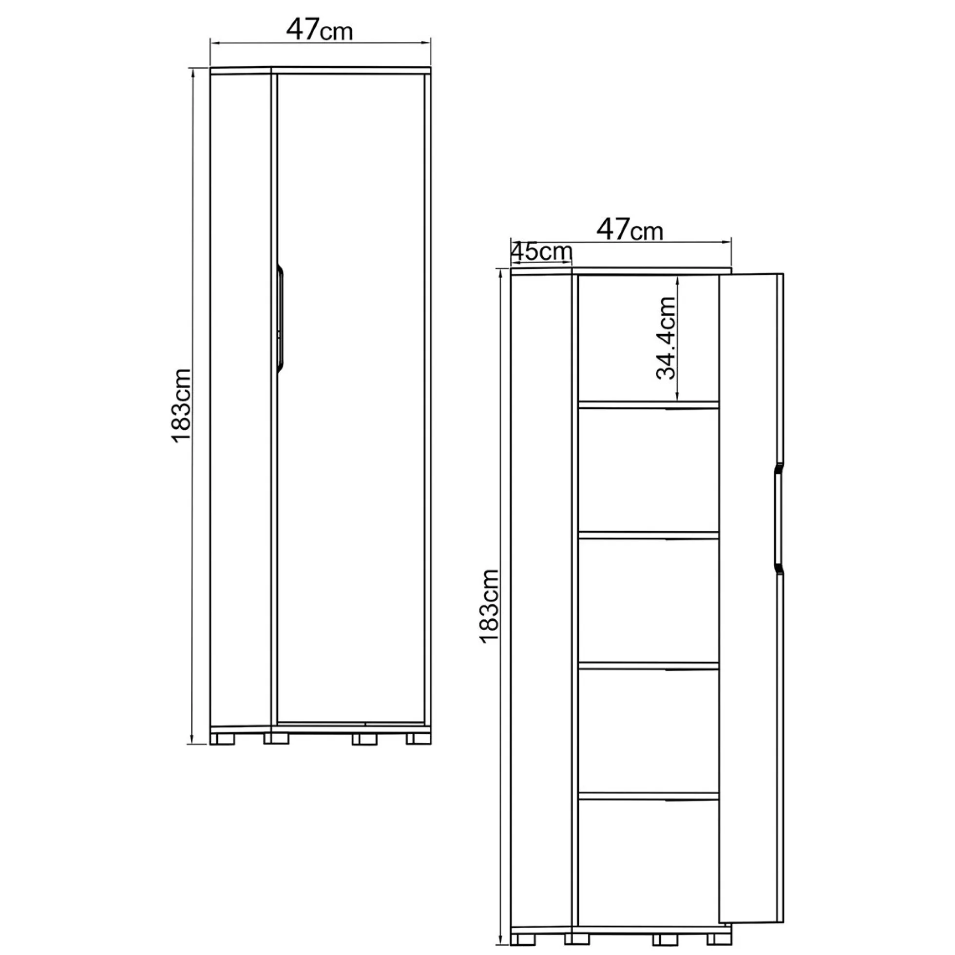 Armoire penderie 4 portes, effet bois et blanc BYRON