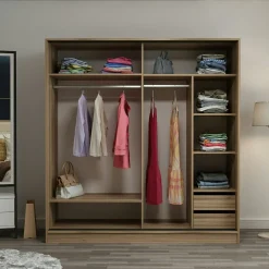 Armoire penderie 2 portes effet bois L.180 cm BYRON