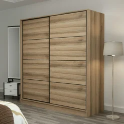 Armoire penderie 2 portes effet bois L.180 cm BYRON