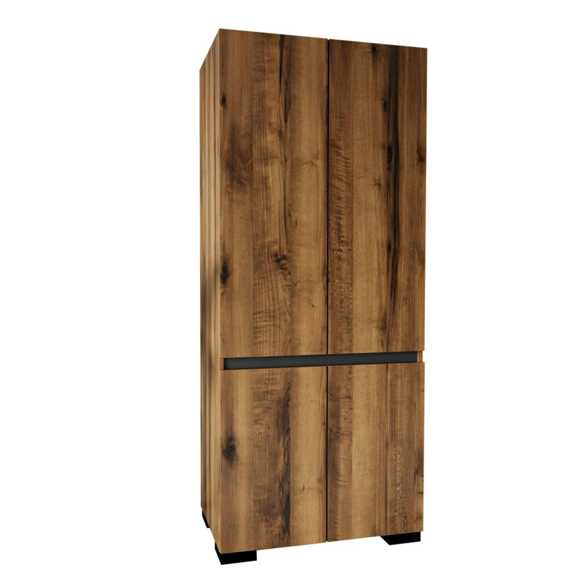 Armoire penderie 2 portes effet noyer détail gris BYRON