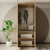 Armoire penderie 2 portes effet bois détail gris BYRON