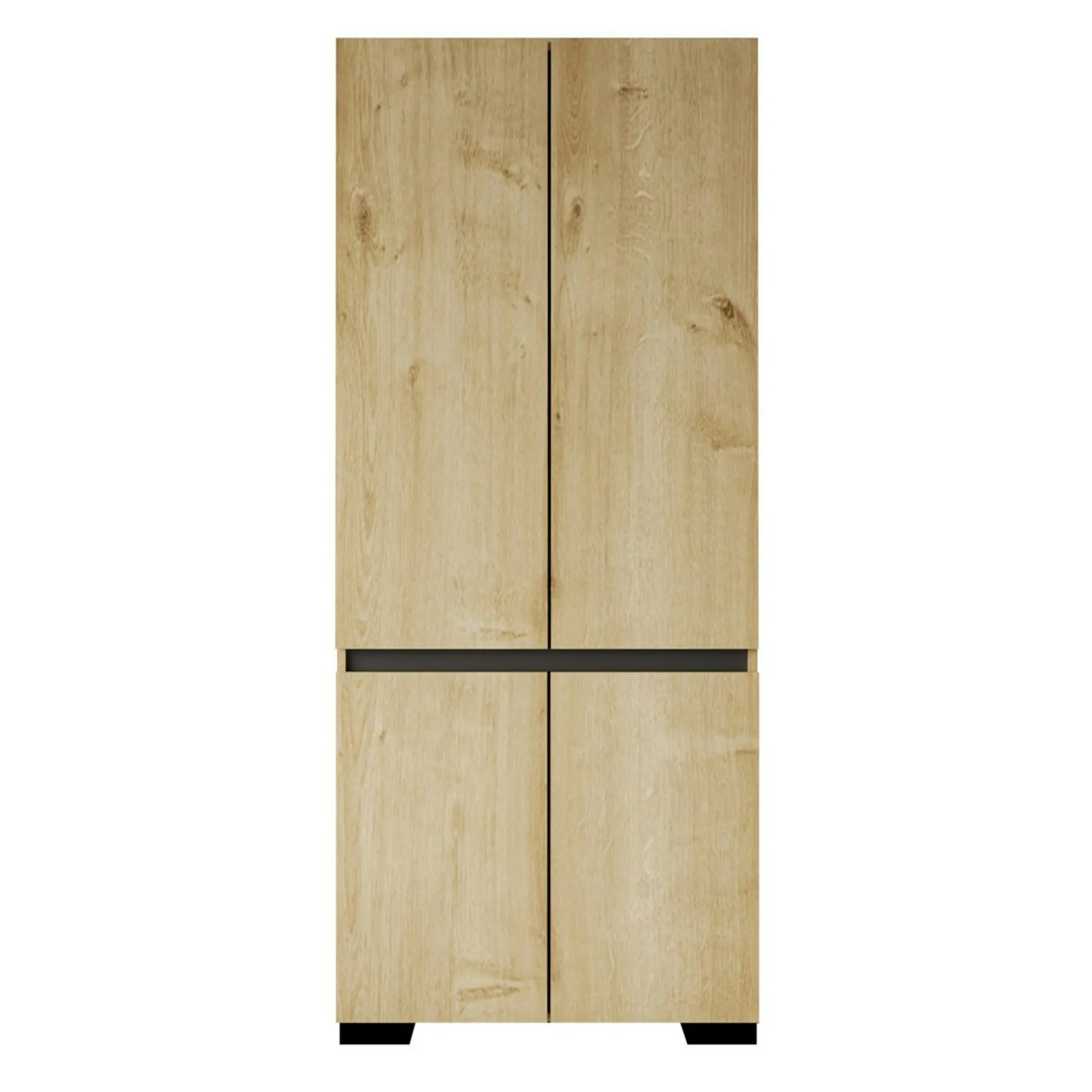 Armoire penderie 2 portes effet bois détail gris BYRON