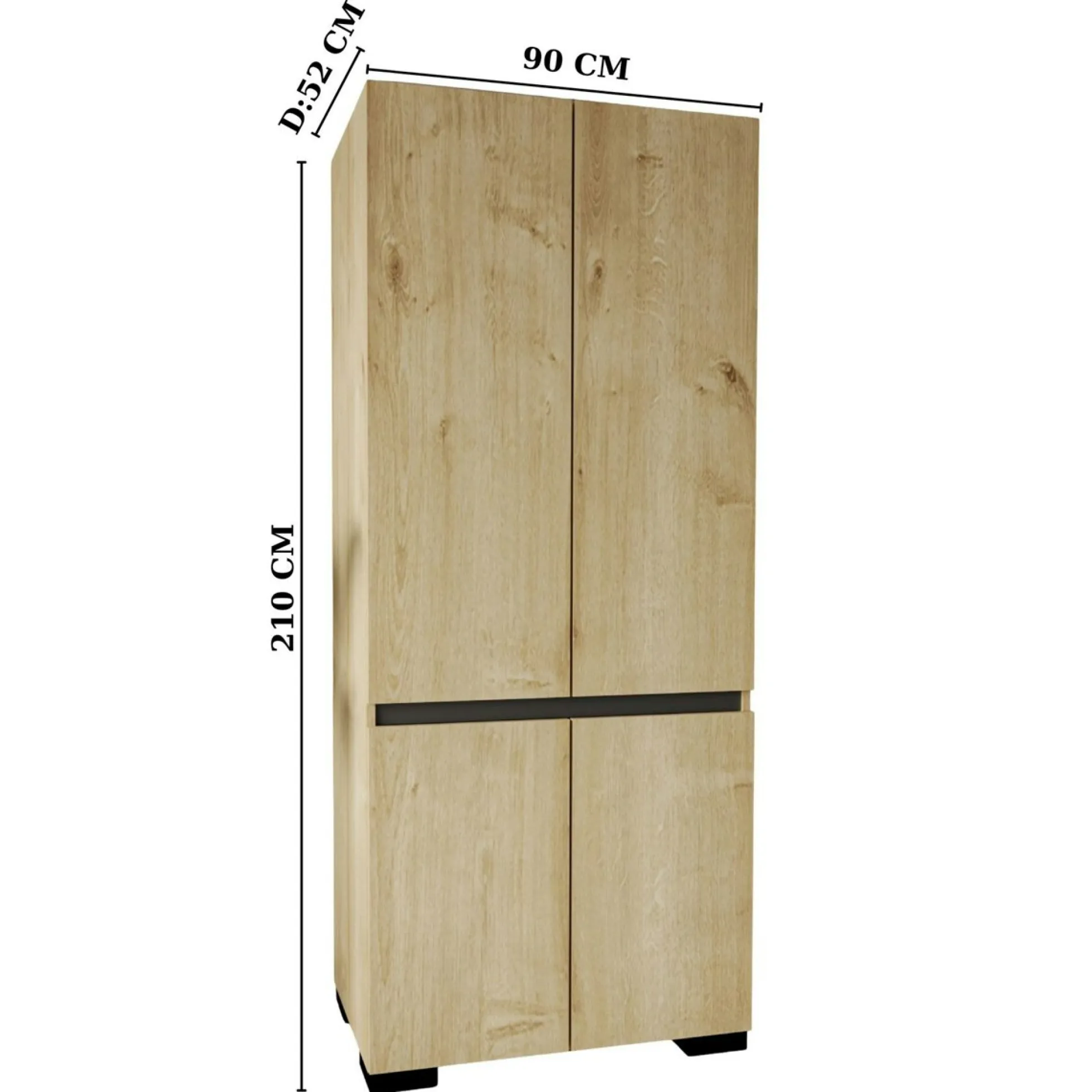 Armoire penderie 2 portes effet bois détail gris BYRON