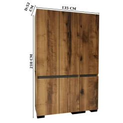 Armoire penderie 3 portes effet noyer, 1 tringle BYRON