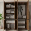 Armoire penderie 8 portes 1 tringle décor noyer et anthracite 180 cm BYRON