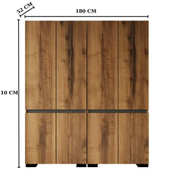 Armoire penderie 8 portes 1 tringle décor noyer et anthracite 180 cm BYRON