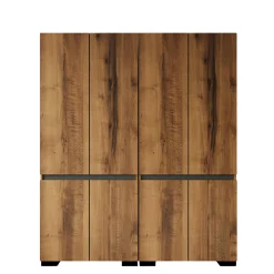 Armoire penderie 8 portes 1 tringle décor noyer et anthracite 180 cm BYRON