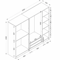 Armoire penderie 5 portes verre et cadre anthracite BYRON