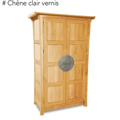 Armoire 2 portes avec penderie hévéa 125x60x196cm MAORI