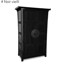 Armoire 2 portes avec penderie hévéa 125x60x196cm MAORI