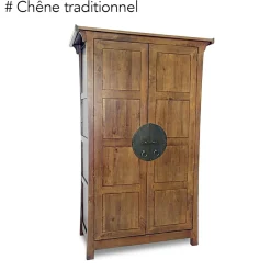 Armoire 2 portes avec penderie hévéa 125x60x196cm MAORI