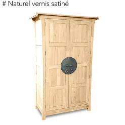Armoire 2 portes avec penderie hévéa 125x60x196cm MAORI