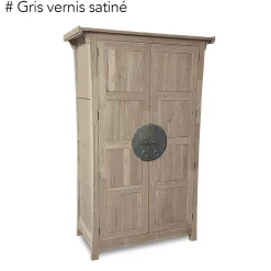 Armoire 2 portes avec penderie hévéa 125x60x196cm MAORI
