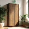 Armoire 2 portes 90x200cm en bois de teck recyclé SWING
