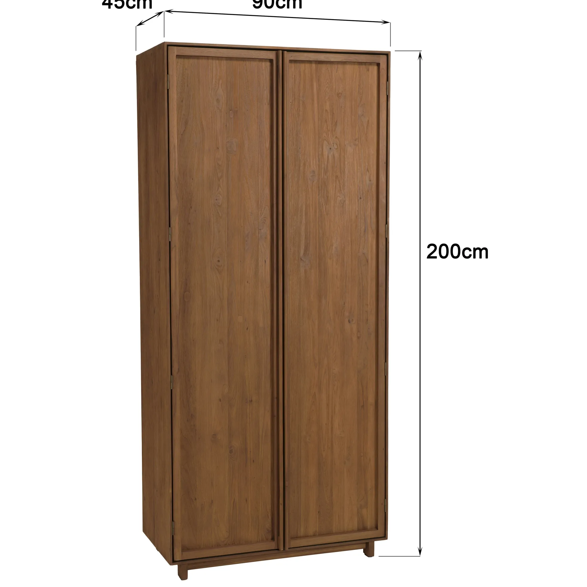Armoire 2 portes 90x200cm en bois de teck recyclé SWING