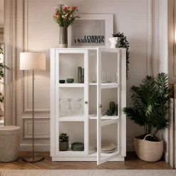 Armoire vitrée blanche 2 portes RAVEN