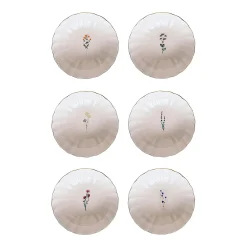 Assiette dessert blanche motifs fleurs, porcelaine (x6) ELDA