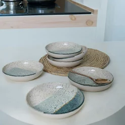 Assiette dessert bleus dégradés céramique (lot de 6) EFIRA