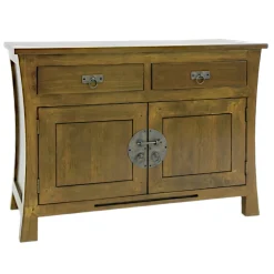 Bahut bas asiatique 2 portes hévéa 98cm MAORI