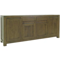 Bahut enfilade moderne exotique hévéa 4 portes 200cm OLGA