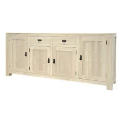 Bahut enfilade moderne exotique hévéa 4 portes 200cm OLGA