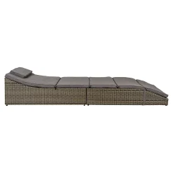 Bain de soleil inclinable en rotin synthétique gris MENDOZA