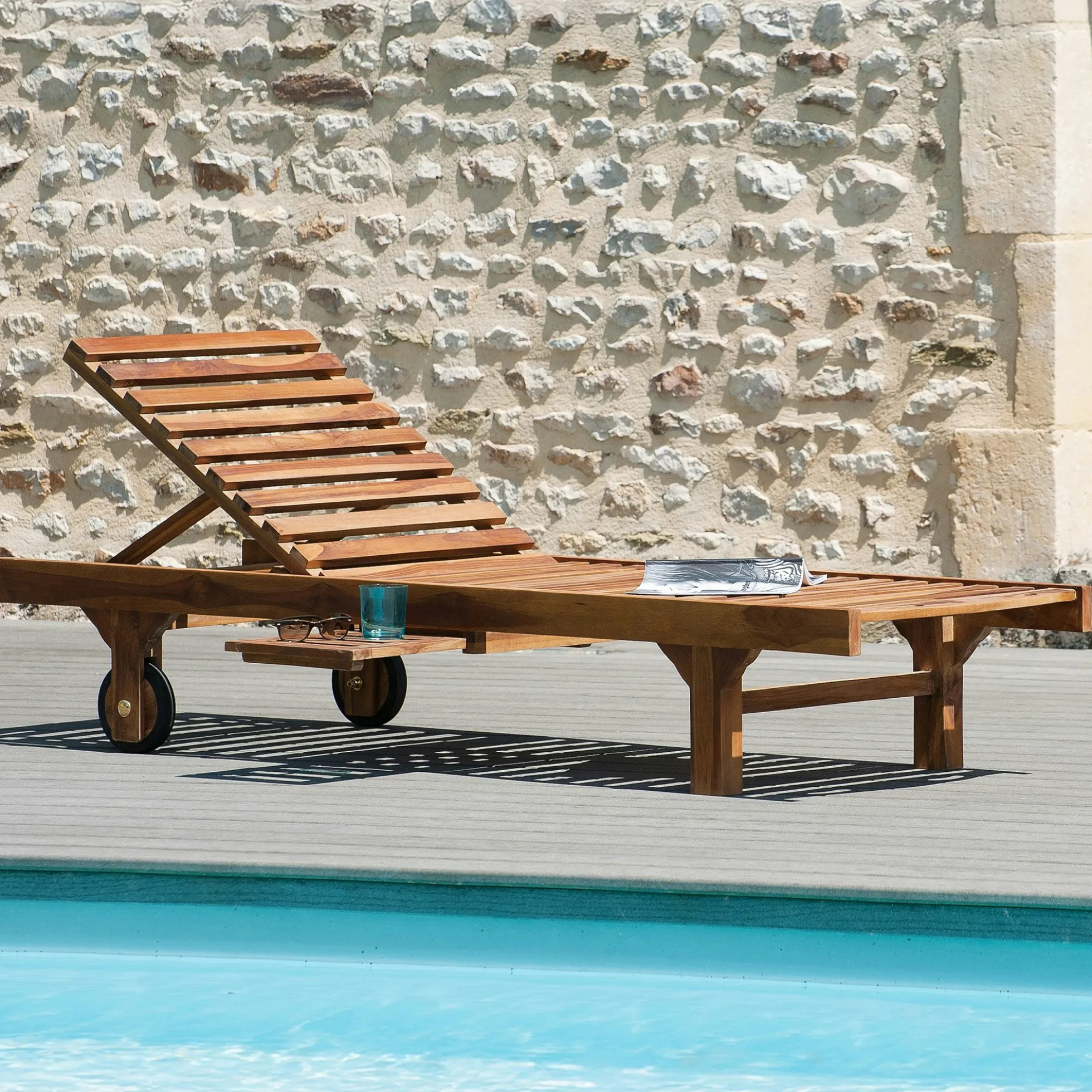 Bain de soleil transat jardin en teck huilé 205cm MACAO