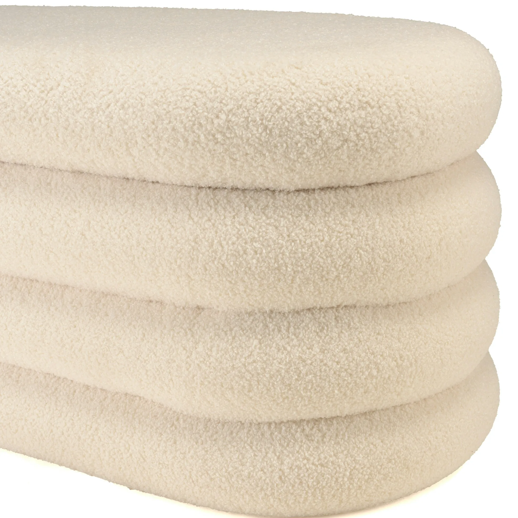 Banc avec rangement en tissu bouclette blanc CASTILLE