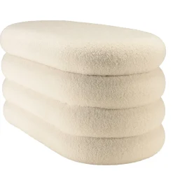 Banc avec rangement en tissu bouclette blanc CASTILLE