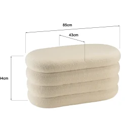 Banc avec rangement en tissu bouclette blanc CASTILLE