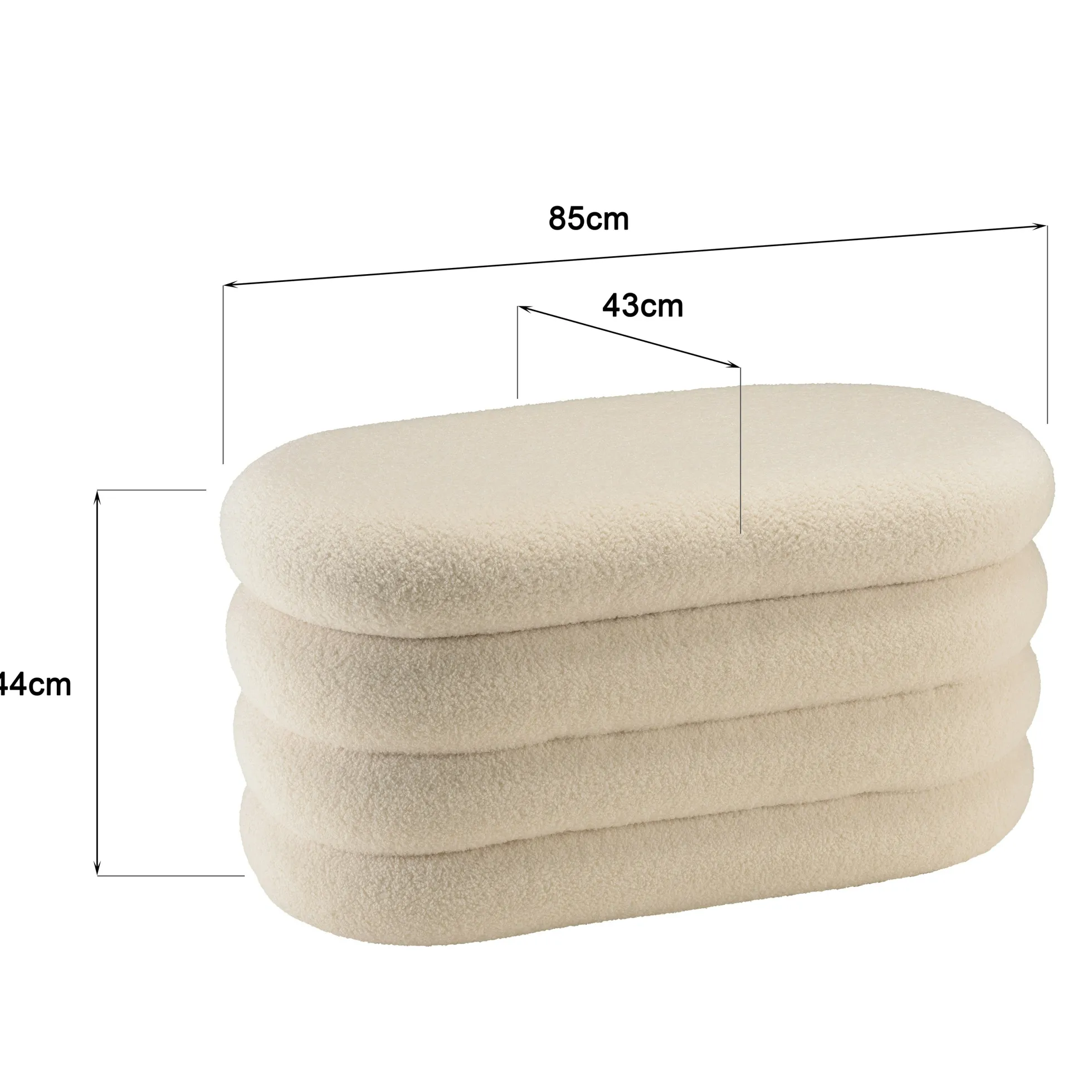 Banc avec rangement en tissu bouclette blanc CASTILLE