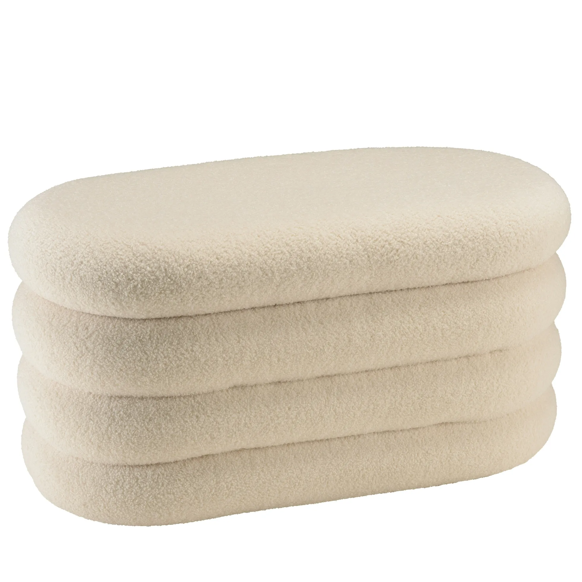 Banc avec rangement en tissu bouclette blanc CASTILLE