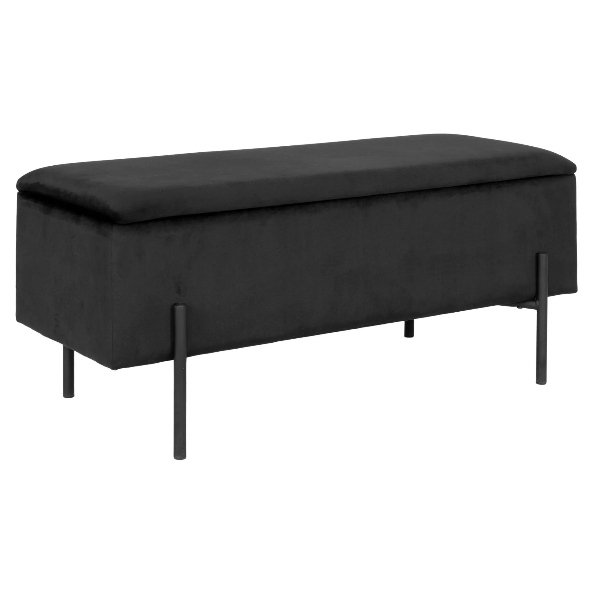 Banc avec rangement en velours noir BRUGES