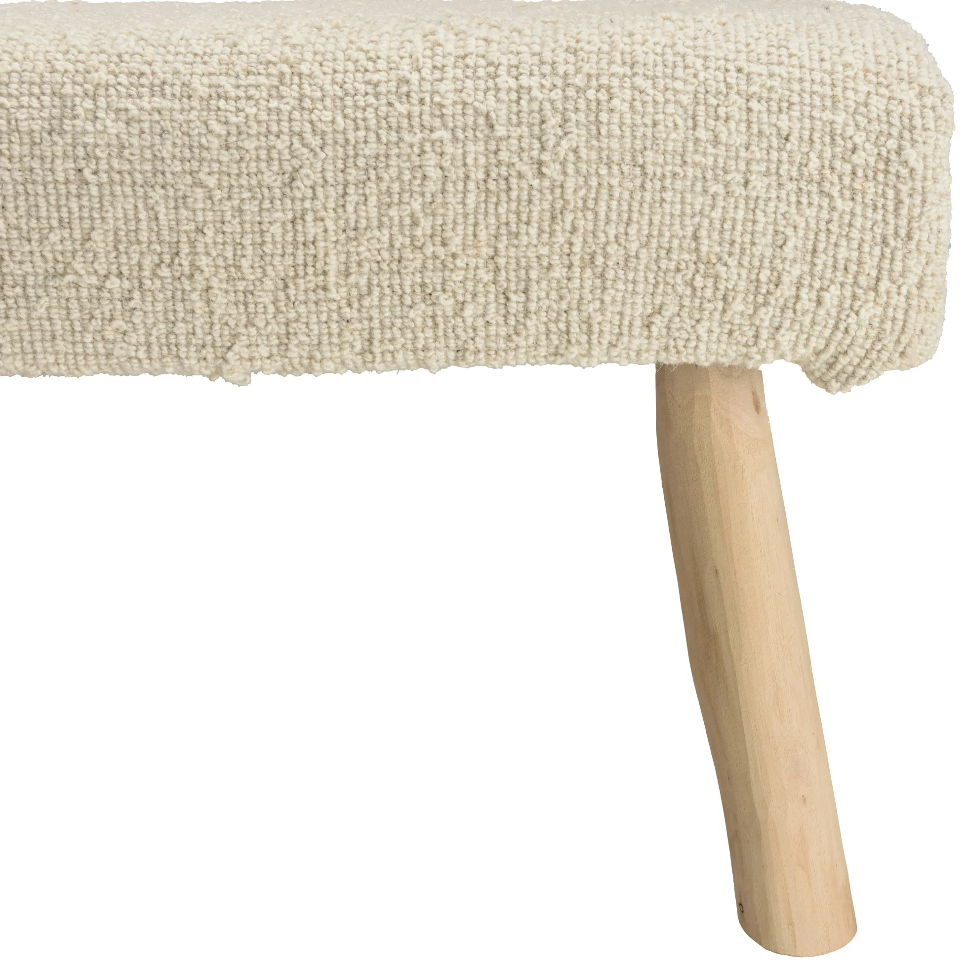Banc bohème assise laine ivoire effet canevas TIM