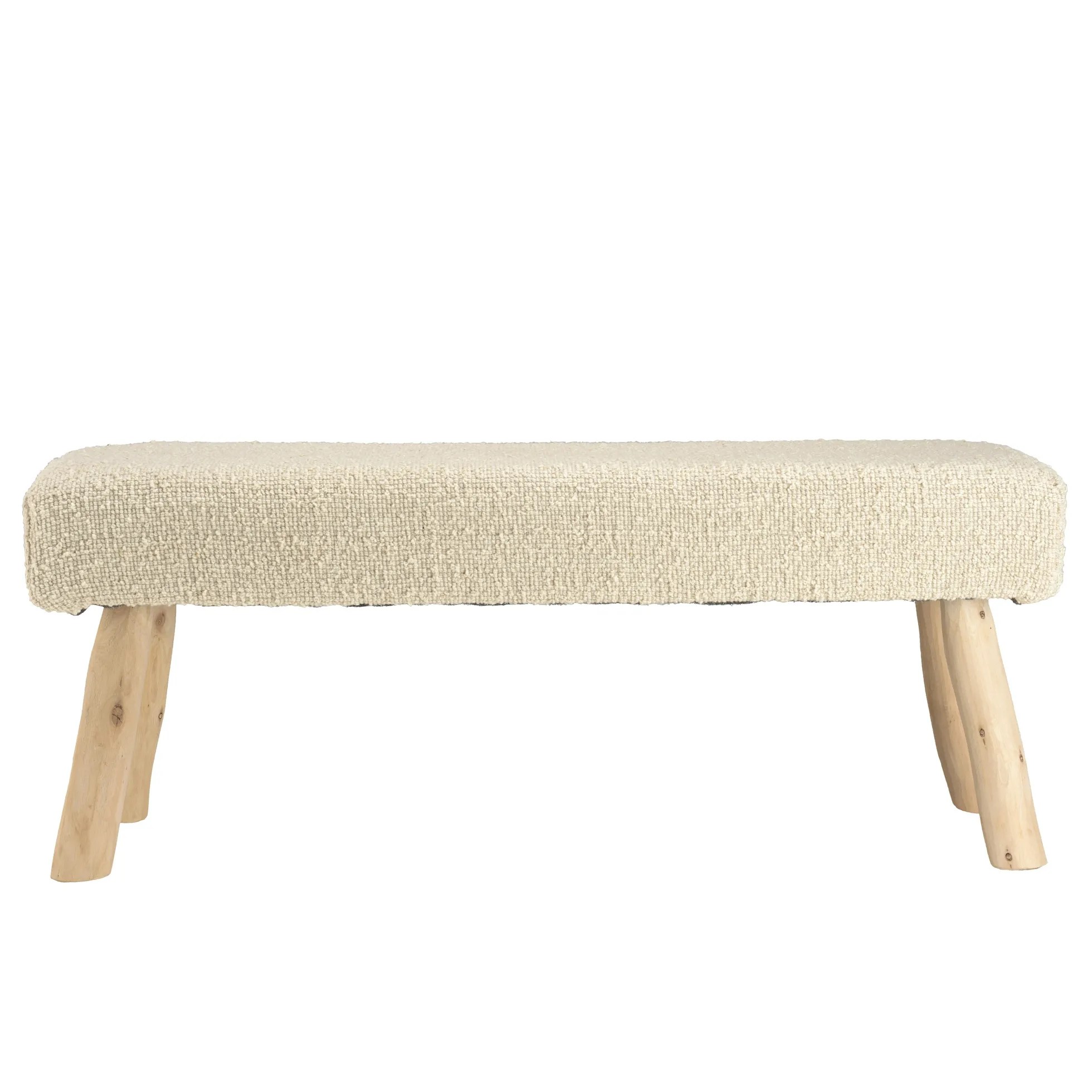 Banc bohème assise laine ivoire effet canevas TIM