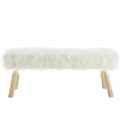 Banc bohème effet fourrure ivoire TIM