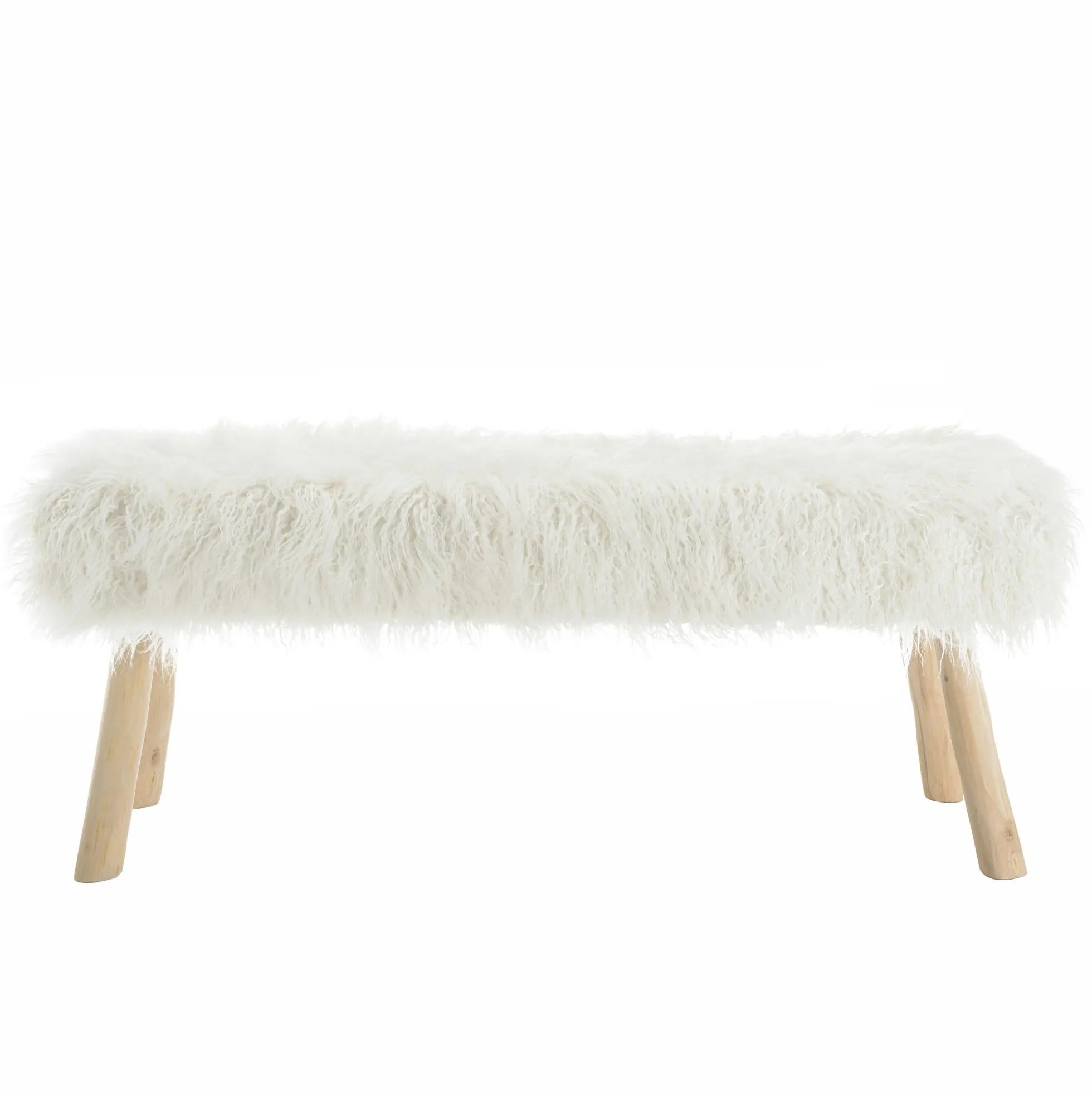 Banc bohème effet fourrure ivoire TIM