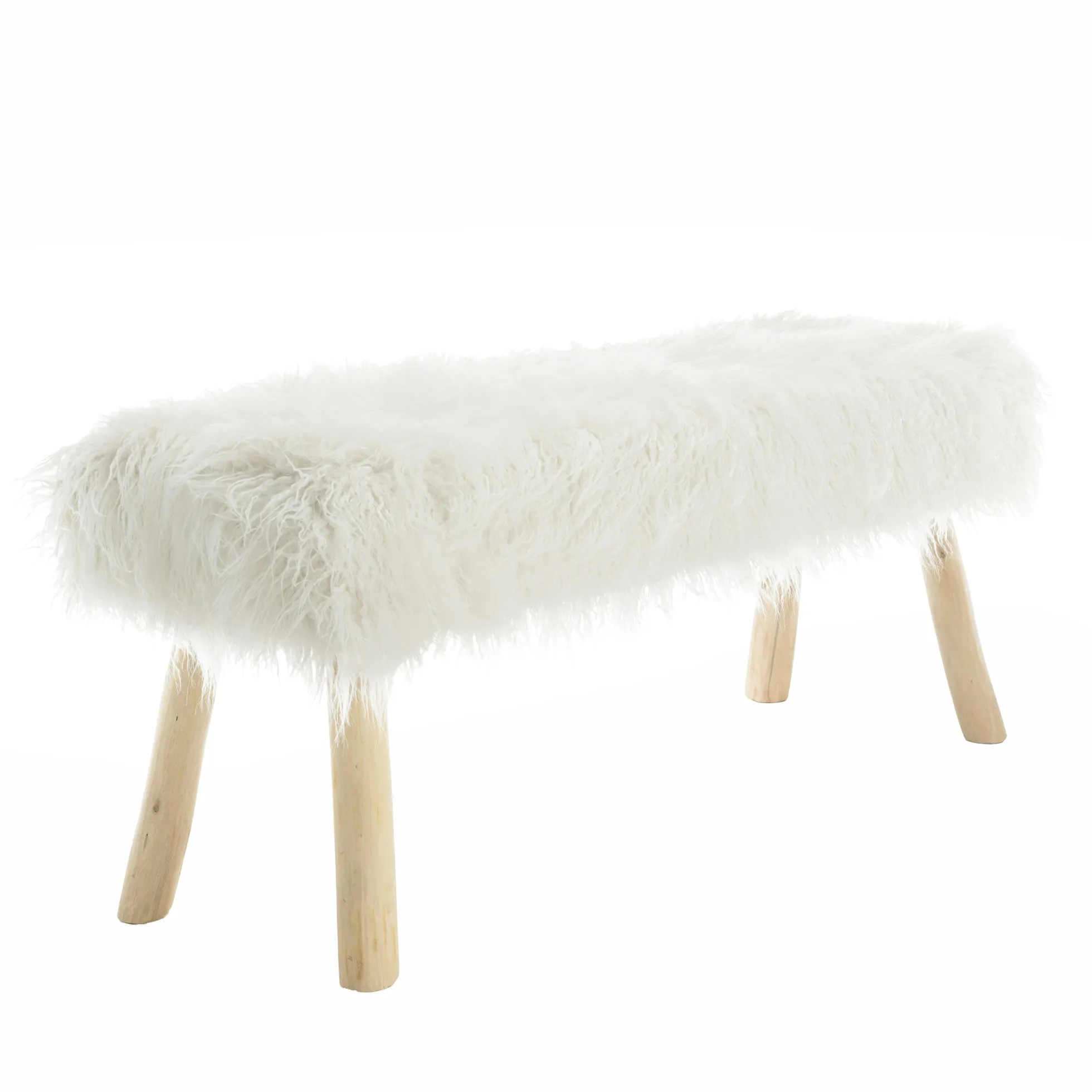 Banc bohème effet fourrure ivoire TIM