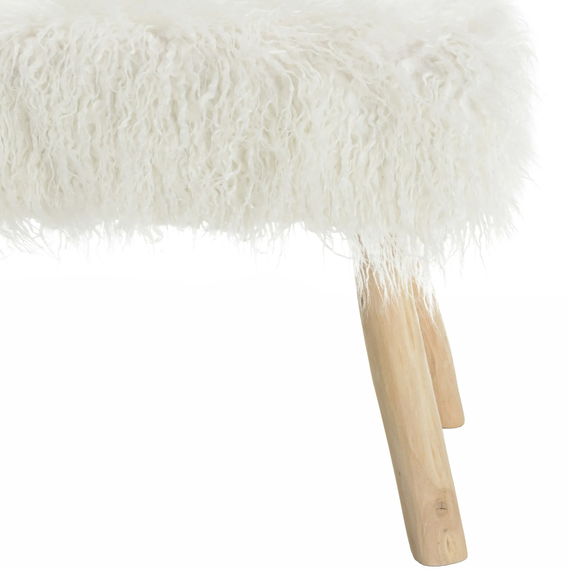 Banc bohème effet fourrure ivoire TIM