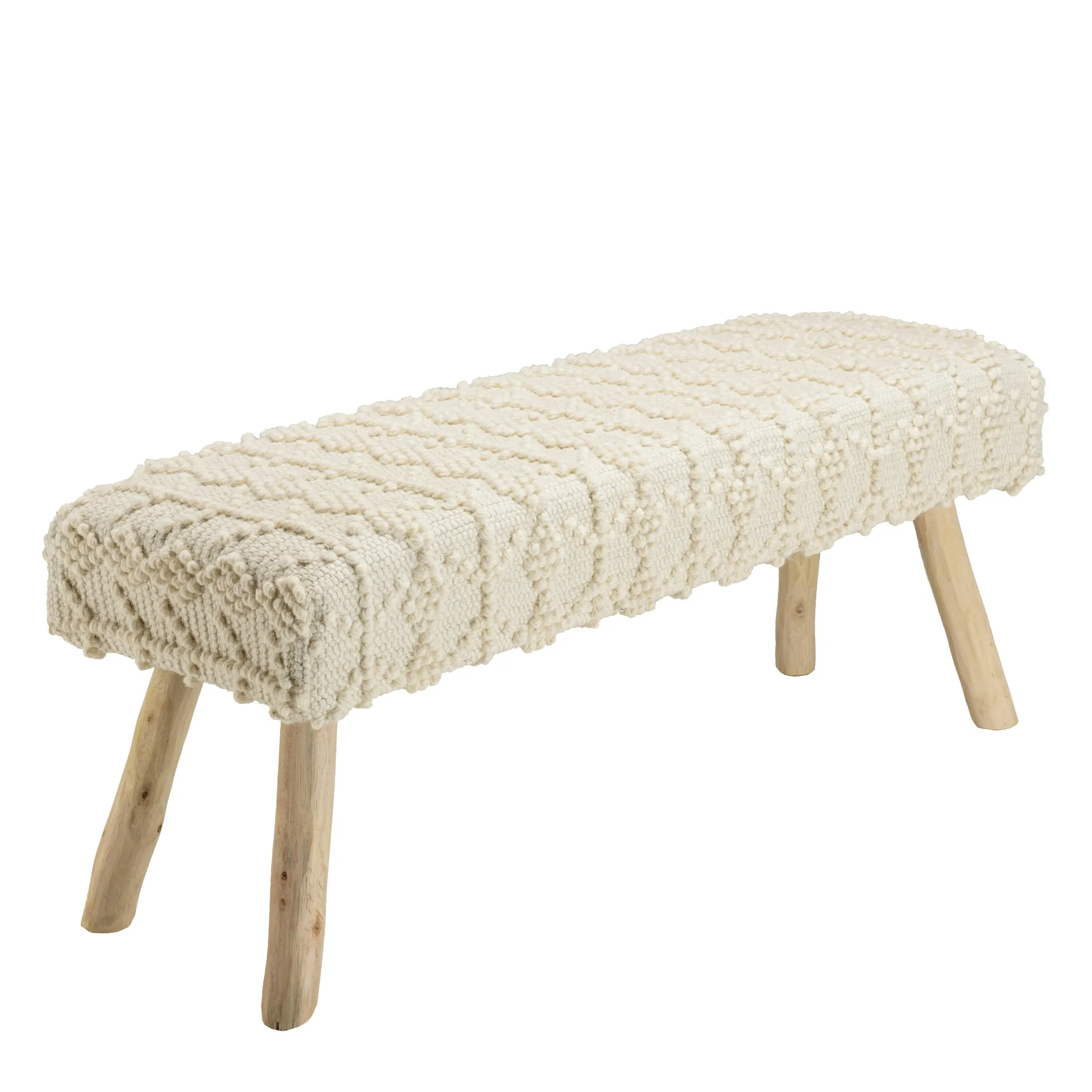 Banc bohème laine ivoire avec losanges TIM