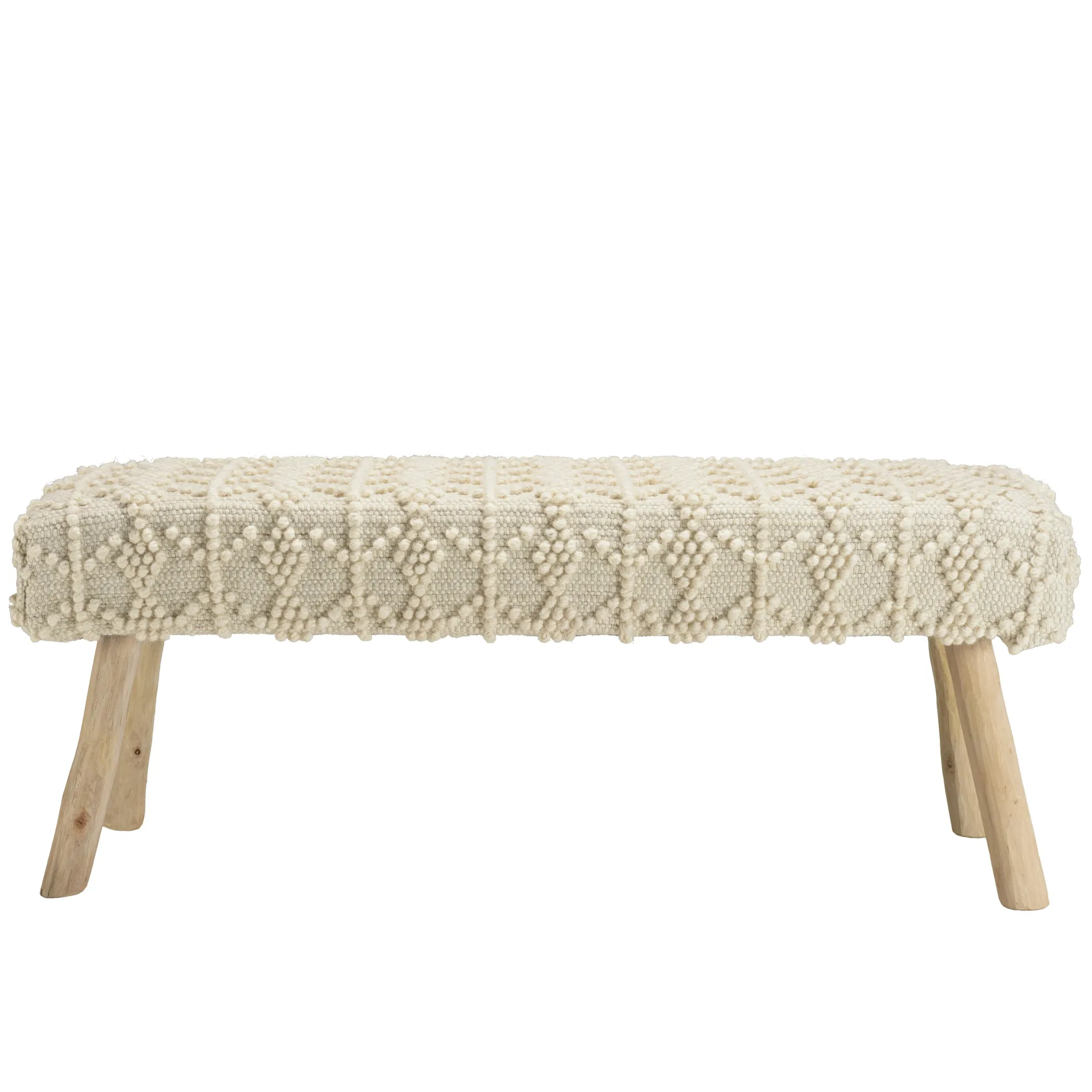 Banc bohème laine ivoire avec losanges TIM