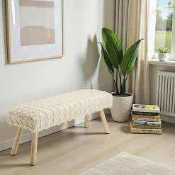 Banc bohème laine ivoire avec losanges TIM