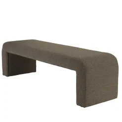 Banc/ Bout de lit en tissu petite bouclette taupe foncé COLOMBUS