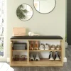Banc à chaussures avec assise 3 portes décor bois clair MARFA