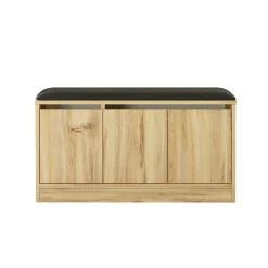Banc à chaussures avec assise 3 portes décor bois clair MARFA