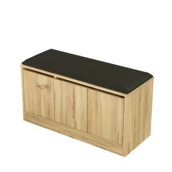 Banc à chaussures avec assise 3 portes décor bois clair MARFA
