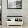 Banc à chaussures blanc assise et 4 niches fermées MARFA