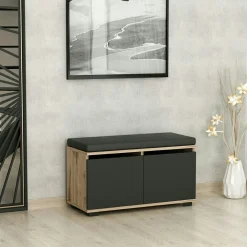 Banc à chaussures 2 portes anthracites et assise MARFA