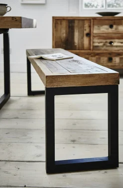 Banc 140 cm bois recyclé pieds métal BRISBANE